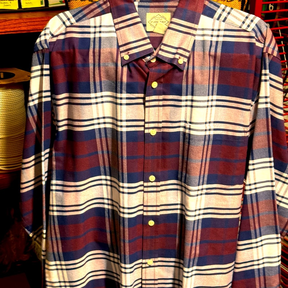St. John's Bay Maroon Plaid Long-leeved Shirt
